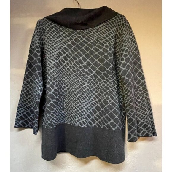 Classiques Entier Women Cashmere Wool Alpaca Cowl Neck Sweater Medium Gray Black - Picture 2 of 9